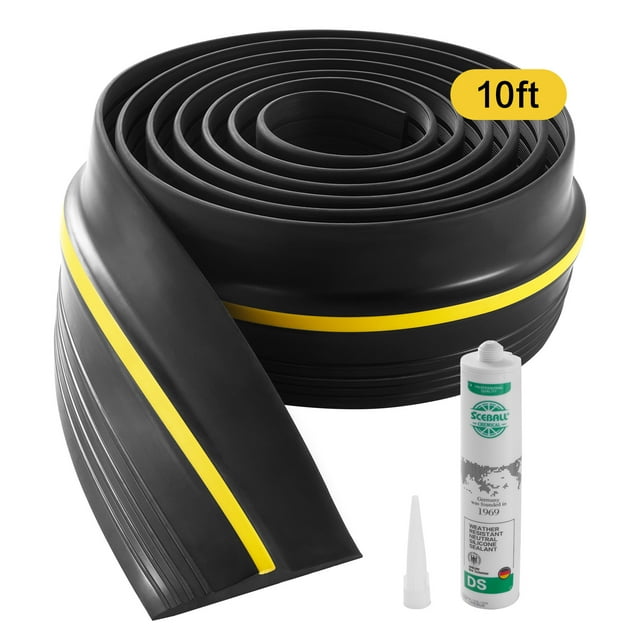 KFFKFF Garage Door Threshold Seal Strip, 10 FT Universal Garage Door Floor Seal Strip with Adhesive, Garage Door Bottom Weatherproof Strip, Upgraded Thick PVC DIY Weather Stripping Replacement, Black