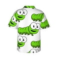 thumbnail image 4 of Cute Cartoon Green Caterpillars Men's 3d Print Casual Button Down Shirts, Novelty Hawaiian Short Sleeves L, 4 of 8