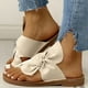 thumbnail image 4 of Women's Twist Knot Flat Toe Loop Slides, Solid Color Open Toe Bohomian Outdoor Slippers, Summer Beach Slides Shoes, 4 of 4