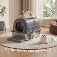 thumbnail image 2 of SHOUFTW Stainless Steel Enclosed Cat Litter Box, 23.62″×15.75″×15.75″Cat Litter Pan, 3 Modes & Double Entrance, Gray, 2 of 7