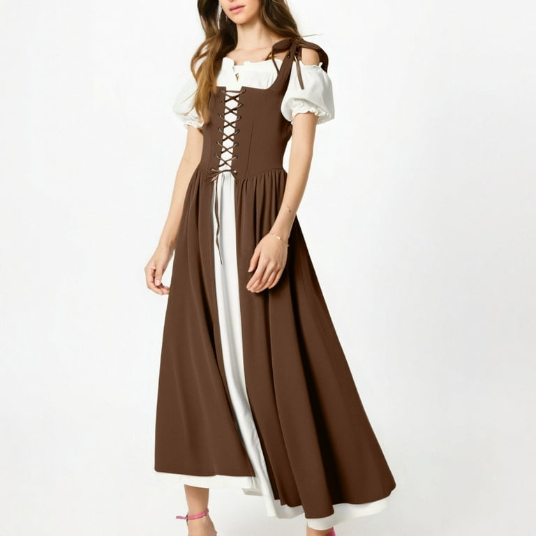 Renaissance Dress for Women, Medieval Pirate Irish Ren Faire Dresses,  Vintage Cosplay Peasant Maxi Gown - Walmart.com