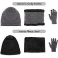 thumbnail image 3 of TAGVO Winter Unisex Beanie Hat Scarf & Touch Screen Gloves Set 3 in 1, Thick Soft Fleece Inner Great Warm, Stretchy Knitted Skiing Beanie Skull Cap, Neck Warmer, Touch Gloves, Grey, 3 of 7
