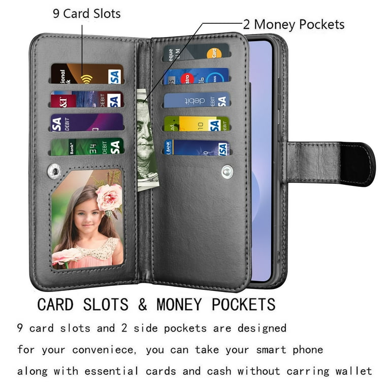TUCCH Case Wallet For Galaxy S25 Edge, PU Leather Magnetic Kickstand [RFID Blocking] [4 Card Slots] Folio Flip Cover With [TPU Shockproof Interior Case] Compatible With Galaxy S25 Edge 6.7", Hot