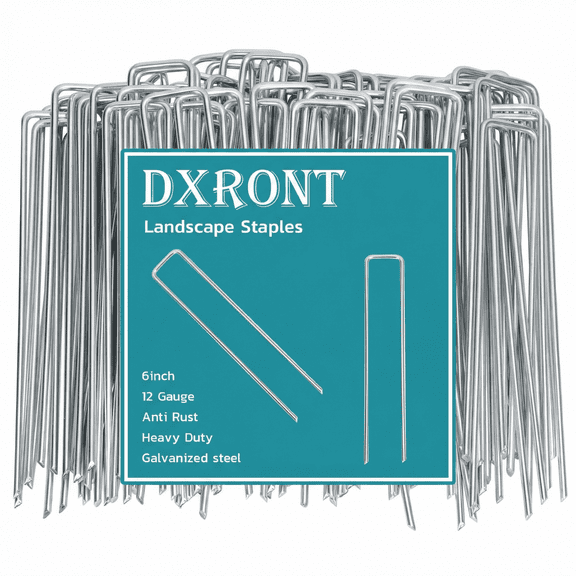 Landscape Staples 6 Inch 50 Pack, Galvanized Garden Staple Anti-Rus Landscaping Stakes Lawn Stakes for Decoration Weed Barrier Fabric, Soaker Hose