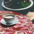 thumbnail image 3 of Ambesonne Paisley Fitted Round Tablecloth, Modern Botany Flowers Print, 40"- 44" Diameter, Dark Coral Pastel Pink, 3 of 5