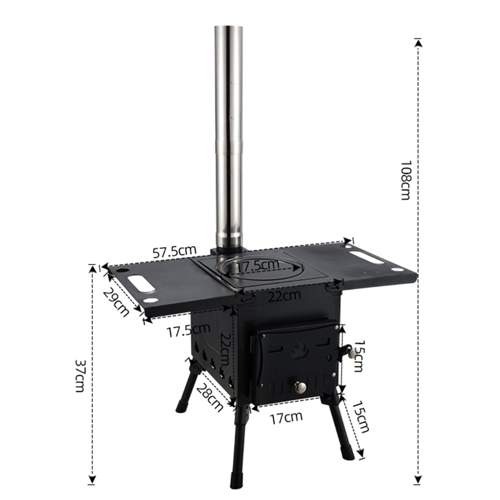 TOPTENG Camping Tent Stove, Portable Tent Wood Stove with 3 Chimney Pipe, Heating Burning Stove for Tents, Travel, and Camping