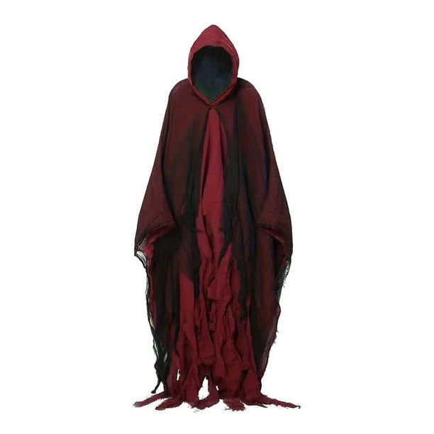 Disfraz de capa con capucha de la Parca para Halloween: disfraz de bruja y mago aterrador para hombres y mujeres, poliéster, ajuste cómodo.
