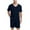 Dark Blue, variant on JIKNTTR Mens 2 Pieces Outfits Men's Pajama Set Sleepwear Lightweight Short Sleeve V Neck Shirts And Shorts Soft Comfy Sleep Sets Fashionable Sport Suit