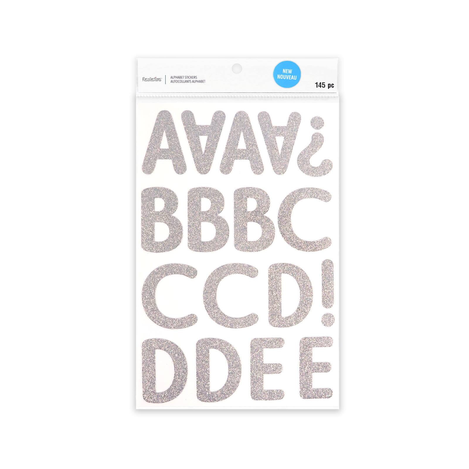 Recollections 2.25" Silver Glitter Alphabet Stickers, 12 Pack
