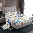 thumbnail image 2 of Cute Floral Shark King Bed&nbsp;Sheets Set,Ocean Sea Animal Shark Bedding Set for Kids Boys Girls,Colorful Flower Leaf Plant Sheets Nautical Marine Life Fitted Sheet Set 4Pcs, 2 of 6