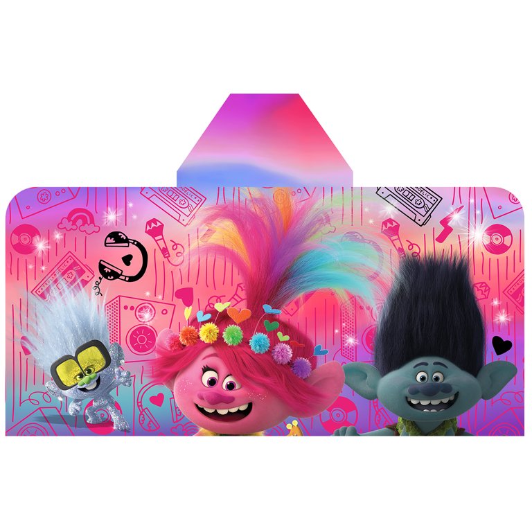 Trolls World Tour Children's Little Big Poncho, 100% Cotton Bath