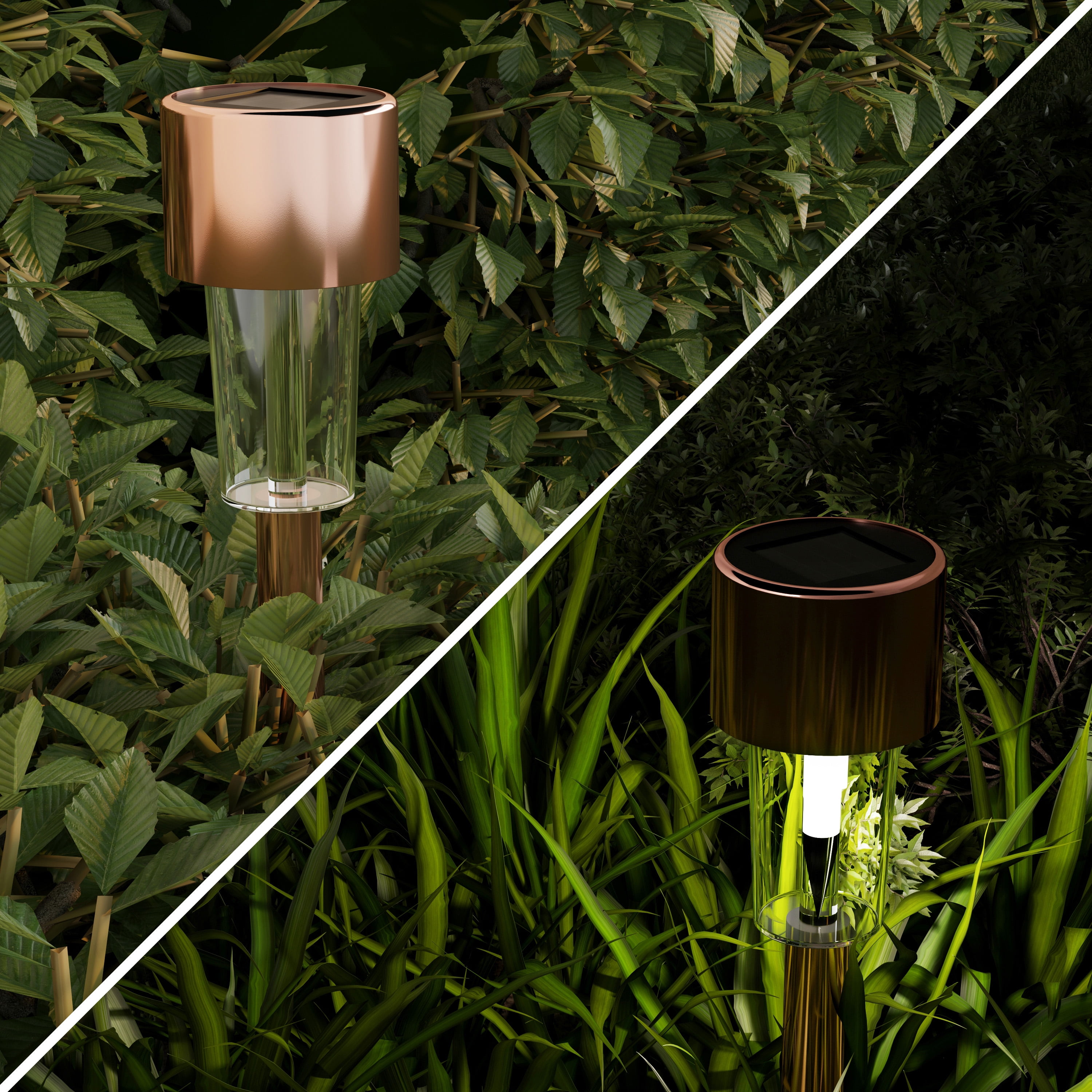 Pure Garden Stainless-Steel Outdoor LED Solar Lights 12-Pack (Bronze)
