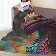 thumbnail image 6 of Cauagu Rainbow Scales Fantasy Dragon Pattern Flannel Bed Blankets,Fleece Blanket Comfortable Air Conditioning Blanket for Sofa Bed Travel Couch & Living Room -50"x40", 6 of 8
