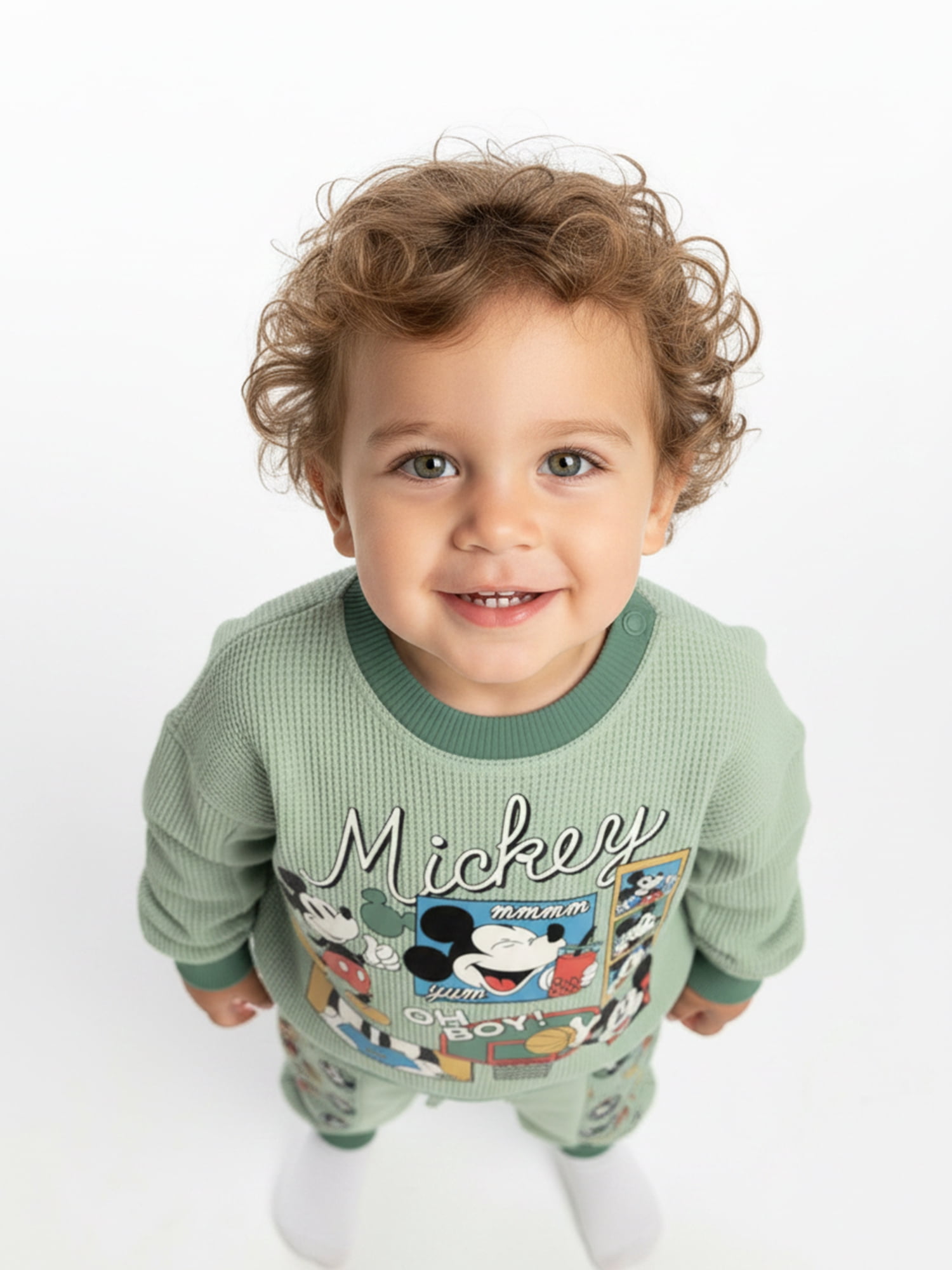 Mickey Mouse Baby Boys Waffle Knit Top and Pants Set, 2-Piece, Sizes 0M-24M
