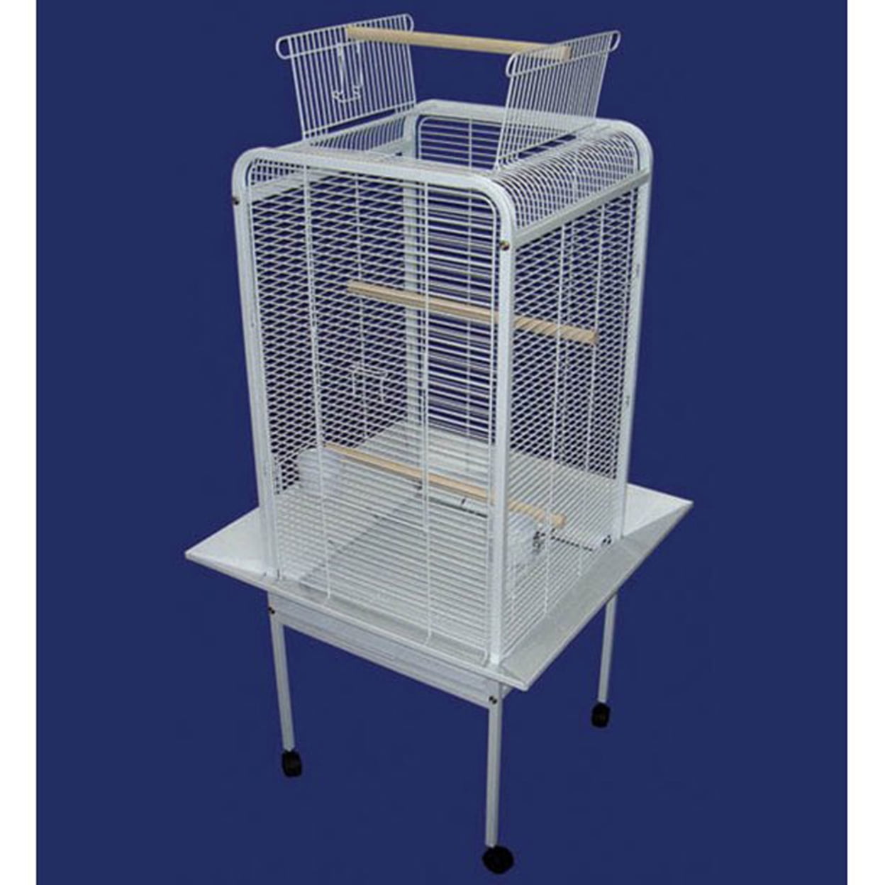 EF22 1/2" Bar Spacing Play Top Parrot Bird Cage - 22"x22" In White