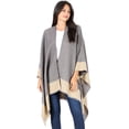 thumbnail image 7 of Sakkas Nila Women's Reversible Open Front Large Poncho Shawl Wrap Scarf Cape Ruana - Cream - One Size, 7 of 7