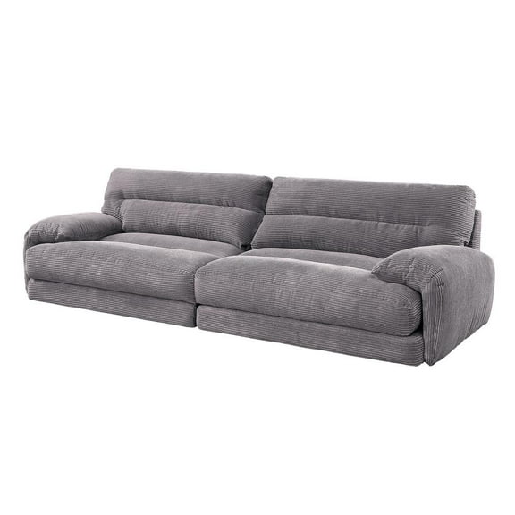 ACME Cadenza Corduroy Fabric Upholstered Rolled Armrests Sofa in Gray
