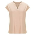 thumbnail image 4 of ZyeKqe Womens Cap Sleeve Shirts Casual V Neck Top Solid Color T Shirts Loose Fitting Tees Top Blouses, 4 of 6
