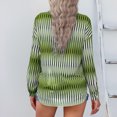 thumbnail image 4 of Blusas informales con cuello en V y manga larga a rayas con botones y cuello en V para mujer, 4 of 6