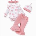 thumbnail image 5 of HCNTES Baby Girl Clothes Fall Winter Infant Baby Girl Clothes Bow Print Long Sleeve Romper Flared Pants and Headband Outfits Set, 5 of 5