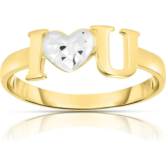 Floreo 10k Yellow Gold Two-Tone I Love You Heart Women's Ring