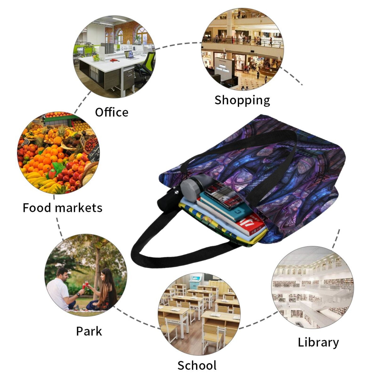 Ratiio Fantasy Dragon In Cathedral Print Shoulder Bag for Women, Polyester Crossbody Purse Lightweight Handbag for Daily Travel and Casual Use