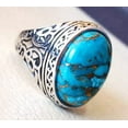 thumbnail image 2 of Blue Copper Turquoise Mans Ring, Natural Copper Turquoise Ring, Silver Jewelry, 925 Silver Ring, Birthday Gift, Heavy Mens Ring, Arabic Design, Ottoman Style Ring, Christmas, Turkey Mens Signet Ring, 2 of 4