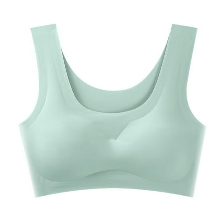Japanese Seamless Underwear Women s Ice Silk Beauty Back Wrapping Chest Sports Yoga Vest Bra green