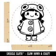thumbnail image 2 of Cute Girl in Frog Raincoat Rainboots Winter Weather Self-Inking Rubber Stamp Ink Stamper for Stamping Crafting Planners - 1/2 Inch Mini - Sky Blue Ink, 2 of 5