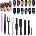 thumbnail image 1 of wqlpp-Cat Eye Magnet for Nails 9PCS Magnet Nail Tool for Cat Eye Gel Nail Polish Multi-Function Double-Head Mangtic Stick for 9D Strip Galaxy Cat Eye Nail Art Design DIY Home Manicure, 1 of 4