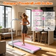 thumbnail image 2 of EverNest Living Pink 2-in-1 Folding Under Desk Treadmill with Incline, Remote & Handle, 2 of 18