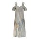 thumbnail image 4 of Puntoco Primavera Y Verano Para Mujer, Cuello En V, Color Sólido, Algodón Y Lino, Costura De Encaje Informal, Vestido De Manga Corta Con Hombros Descubiertos, Beige Xl, 4 of 6