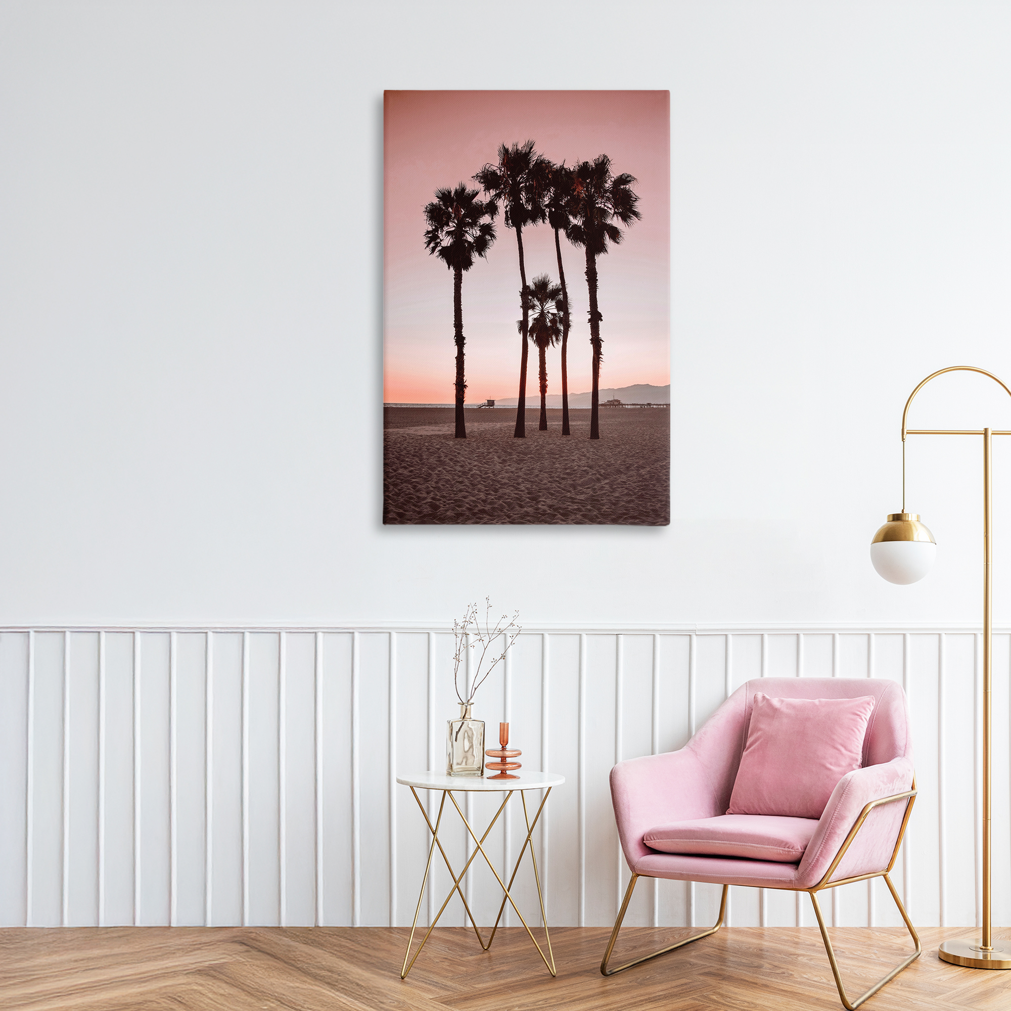 Stupell Industries Stanta Monica Palms Pink Canvas Wall Art design by Natalie Carpentieri, 36 x 24