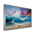 Designart "Sunset Shoreline Waves I" Coastal Framed Wall Art Decor