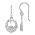 thumbnail image 3 of Sterling Silver Rhodium Plated Claddagh Dangle Earrings, 3 of 4