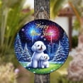 thumbnail image 4 of Happy New Year Bichon Frise Family Cheer Winter Midnight Firework Round Wood Sign Bichons Dog Lovers Gifts Idea Hanging Wall Home Decor - 02025, 4 of 5