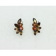 thumbnail image 2 of Faship Chocolate Brown Rhinestone Crystal Floral Clip Ons Earrings, 2 of 4