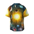 thumbnail image 2 of Naloa Space Planet Men's Loose Fit Cuban Collar Short-Sleeve Shirt with Button-down and Chest Pocket for Everyday Wear Outings - X-Large, 2 of 7