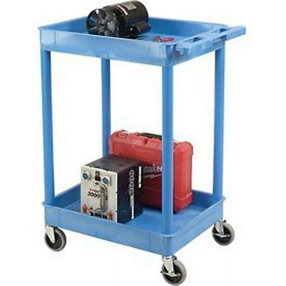 Blue 2 Shelf Tray Shelf Plastic Cart, 24 x 18 in.