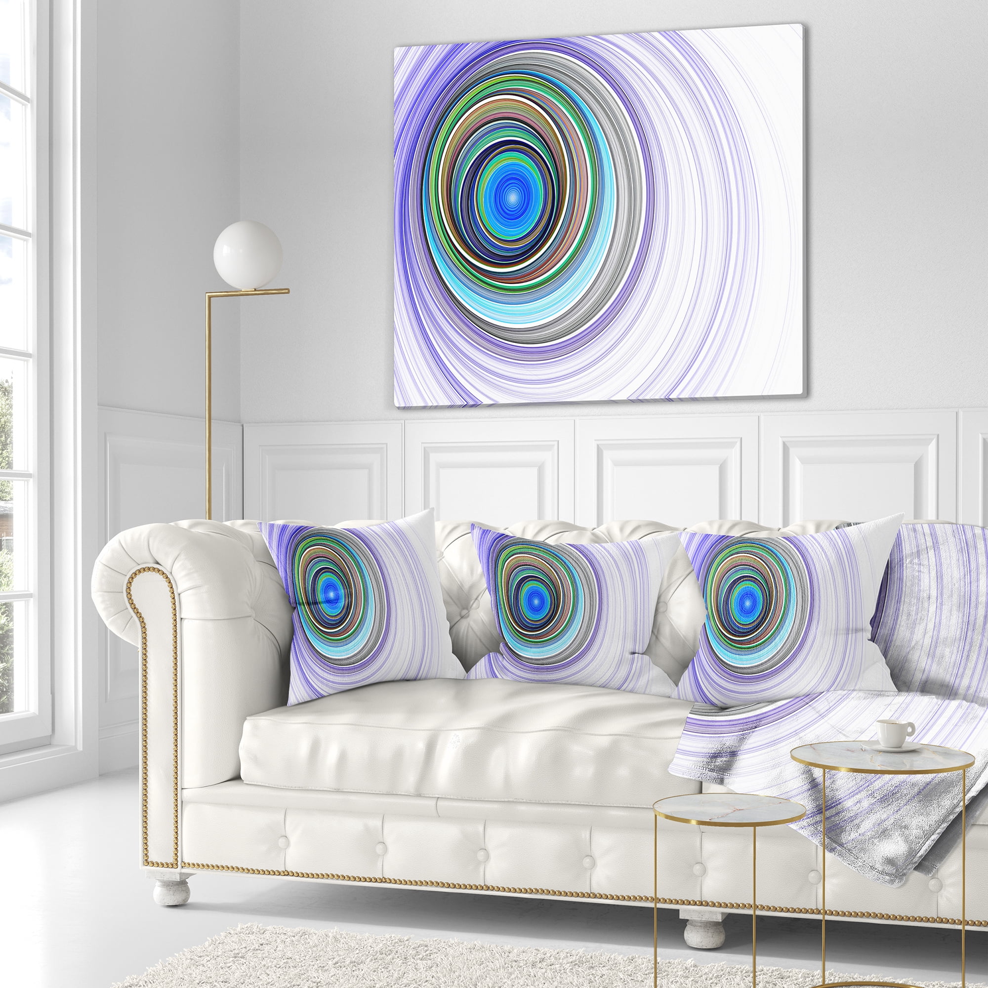 Designart Endless Tunnel Purple Ripples - Abstract Throw Pillow - 18x18