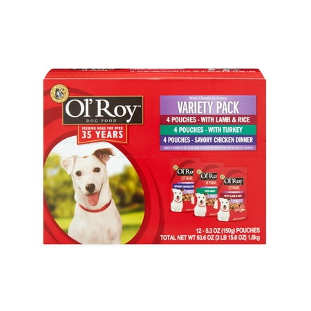 Ol' Roy Mini Chunks in Gravy Dog Food Variety Pack, 5.3 oz, 12