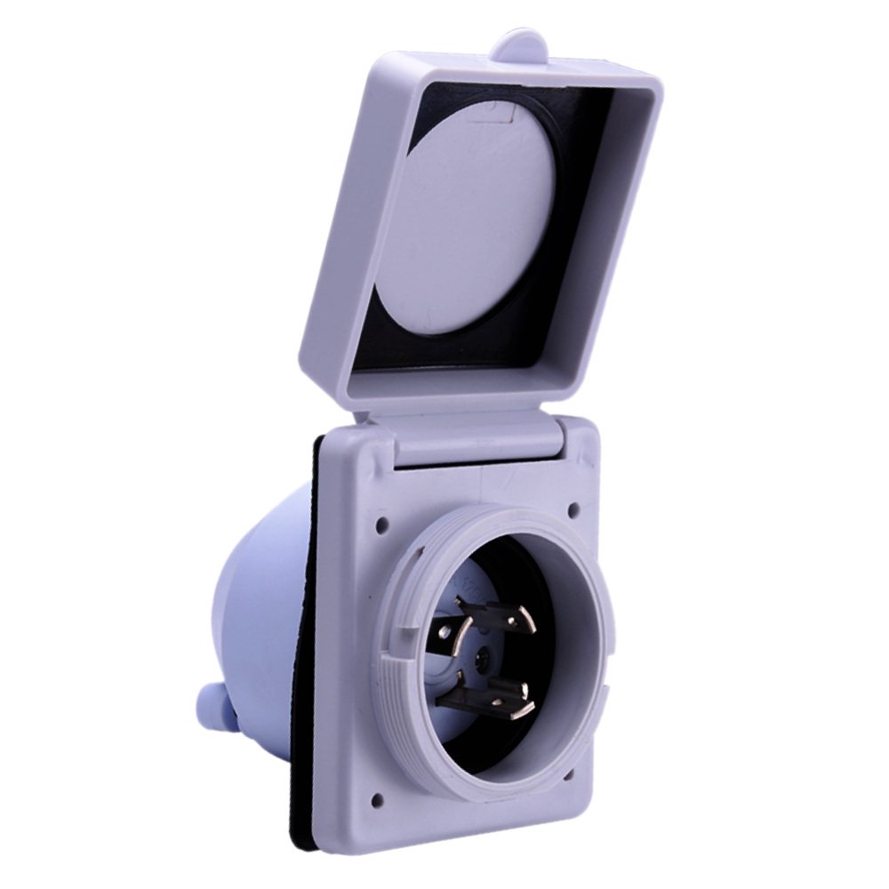 RV Power Inlet 30 Amp 125V Marine Twist Lock White Compare To Marinco 301ELRV