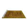 thumbnail image 2 of Ahgly Company Machine Washable Indoor Square Abstract Yellow Modern Area Rugs, 7' Square, 2 of 4