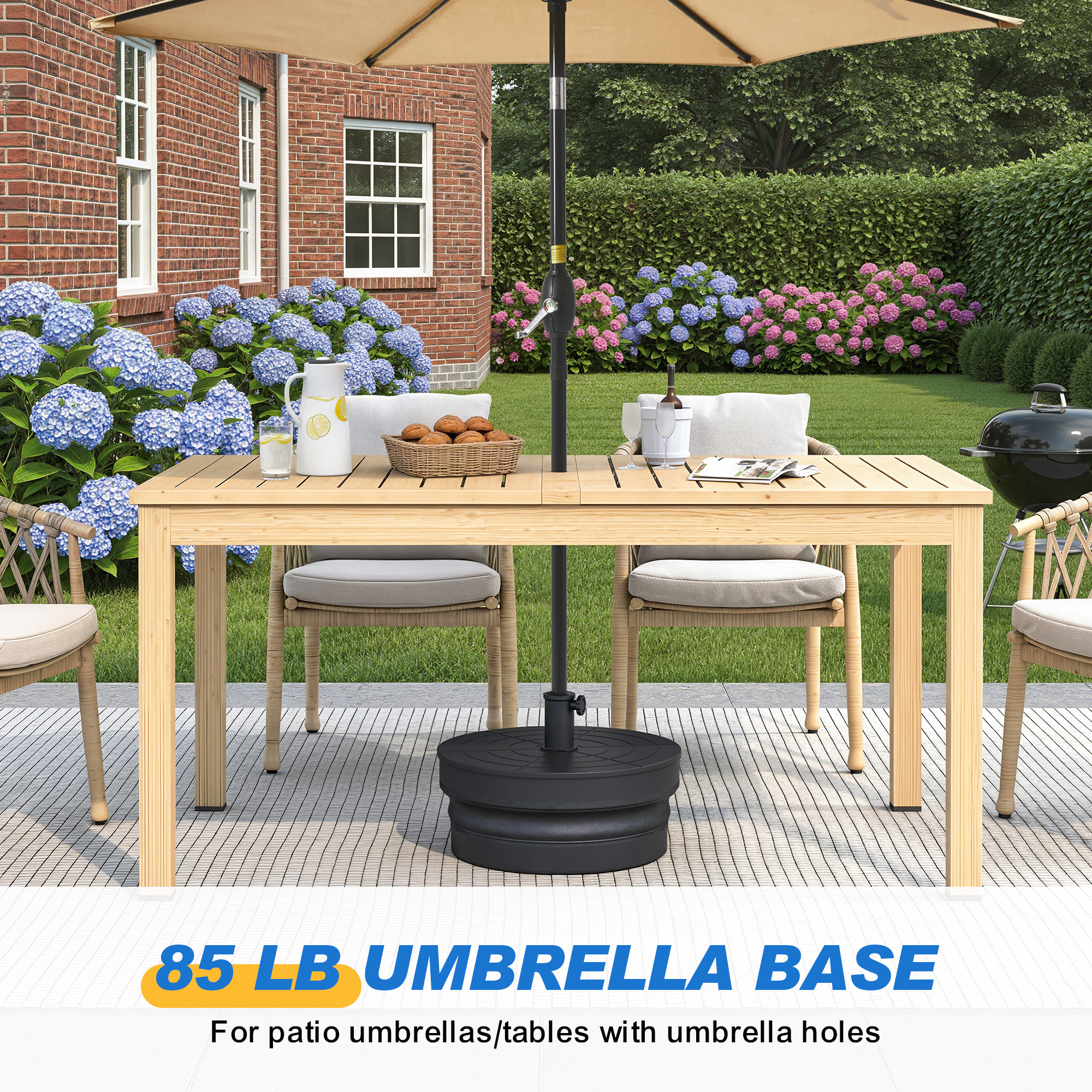CozyHome Foldable Umbrella Base With 15-18.9in Outdoor Umbrella for Patio, Black