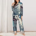 thumbnail image 2 of Xecao Starry Sky Cloud Bulldog Print Women Pajamas Set Soft Sleepwear Pjs long Sleeve Button Down Nightwear with Long Pants, 2 of 6