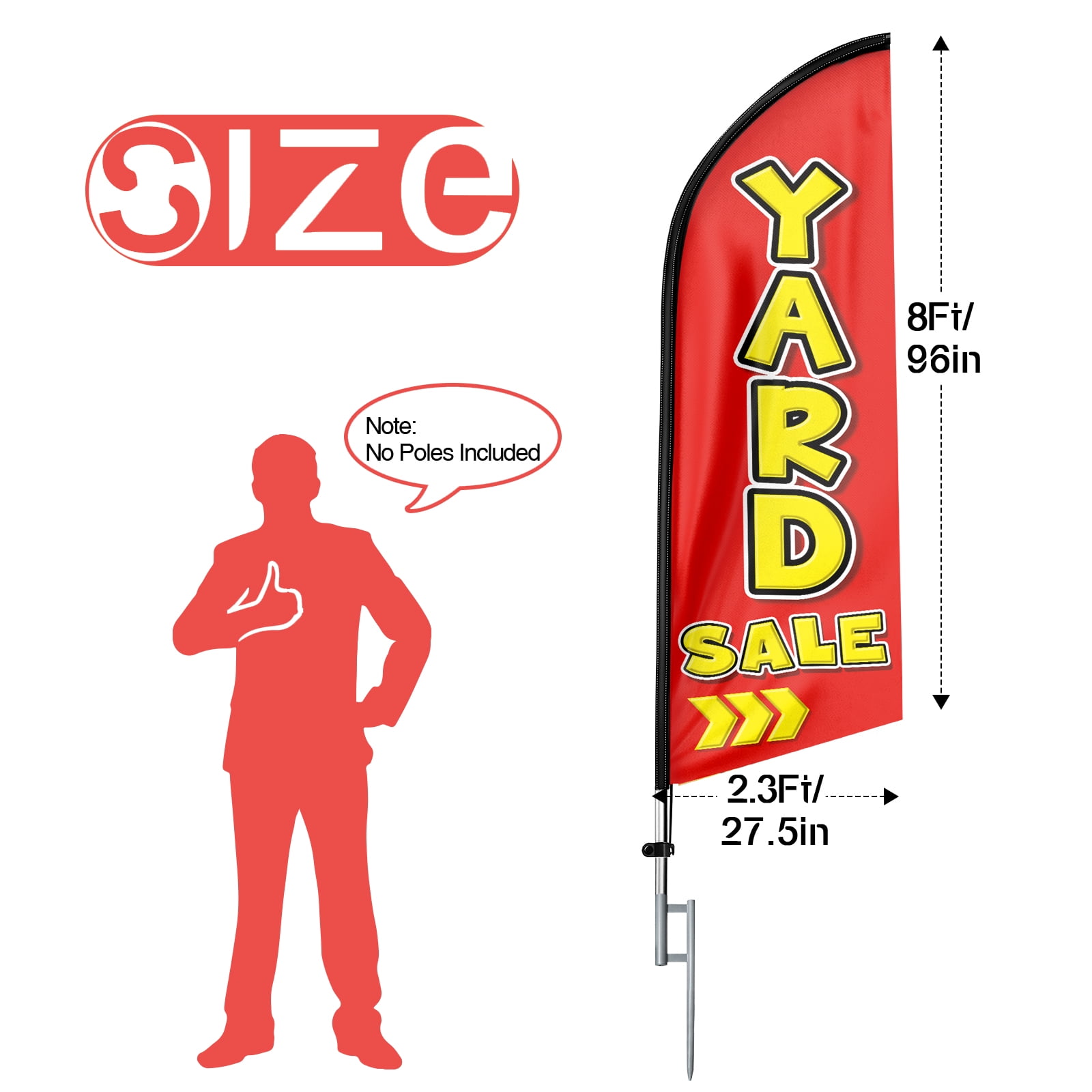 Yard sale Sign Feather Flag,8FT Yard sale outdoor advertising flag, Yard sale Business Sign,Yard sale Swooper Flag（FLAG ONLY）