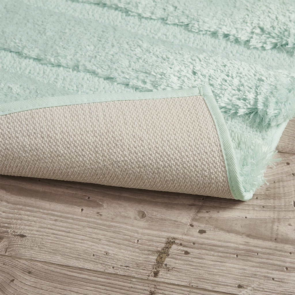 MAYEERTY Shag Bath Rug, Non Slip Bath Mat for Bathroom, 17"x24", Seafoam, Machine Wash
