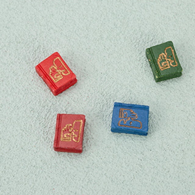 Mini libro 3D de resina perfecl 4 piezas adornos de muebles en miniatura