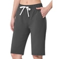 thumbnail image 2 of SPECIAL MAGIC Women’s Bermuda Shorts 12" Inseam High Waist Cotton Athletic Workout Lounge Shorts with Pockets, 2 of 5