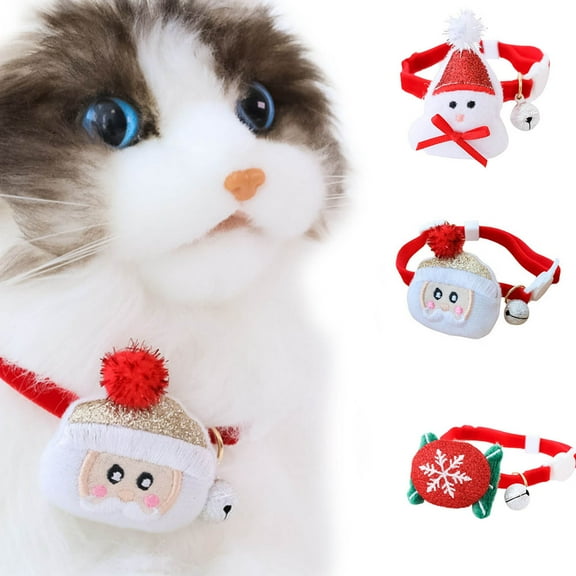 Cheers.US Christmas Cat Collar Flower,Dog Collars Charms Pet Xmas Accessories Element Dress-up Skin Friendly Festival Decoration Pet Collar with Bell Pet Accessories